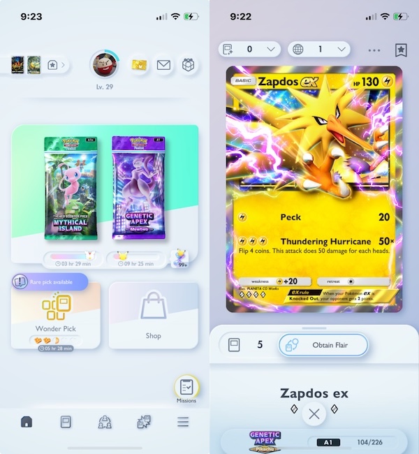 A screenshot of Pokemon Trading Card Game Pocket